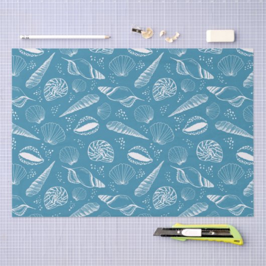 Blauer Muschelmeer Seidenpapier (Handwerk)