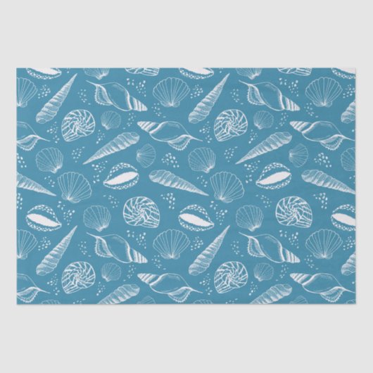 Blauer Muschelmeer Seidenpapier (Vorderseite)