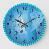 Blauer Musik Große Wanduhr (Vorderseite)