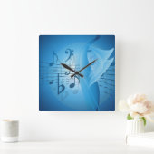 Blauer Musik Quadratische Wanduhr (Zuhause)