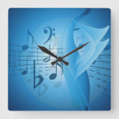 Blauer Musik Quadratische Wanduhr (Vorderseite)