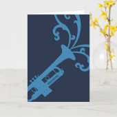Blauer musikalischer Trombone Karte (Gelbe Blume)