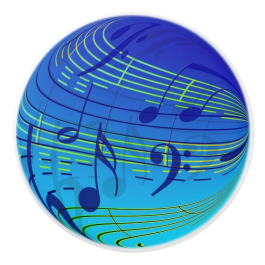 Blauer Musiknote Türknopf Rumpf Keramikknauf (Vorderseite)