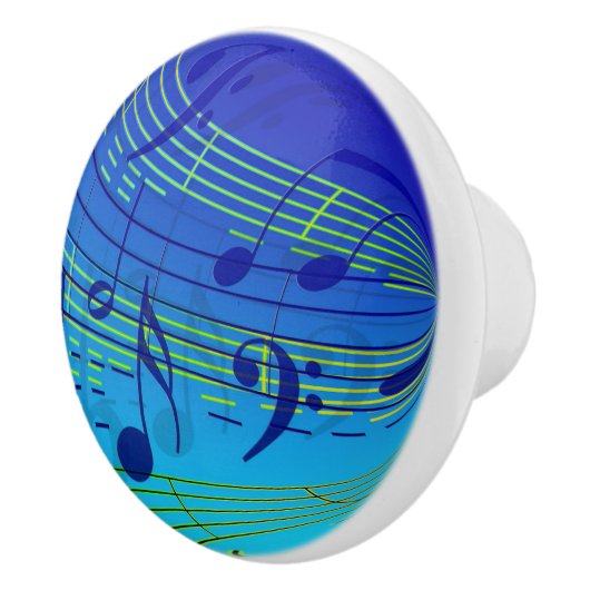 Blauer Musiknote Türknopf Rumpf Keramikknauf (Rechts)