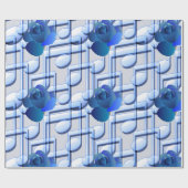 Blauer Musiknoten-blaues Rosen-Verpackungs-Papier Geschenkpapier (Flach)