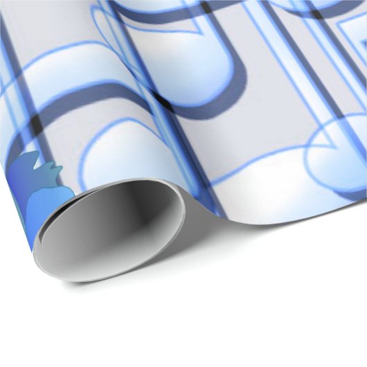 Blauer Musiknoten-blaues Rosen-Verpackungs-Papier Geschenkpapier (Rolleneckpunkt)