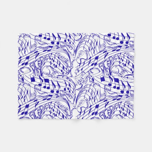 BLAUER MUSIKNOTEN FLEECEDECKE (Vorderseite (Horizontal))