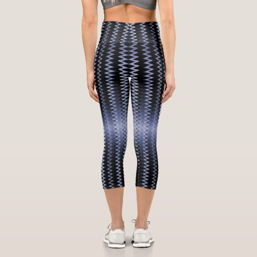 Blauer Muster Akzent Pillow Capri Leggings (Rückseite)
