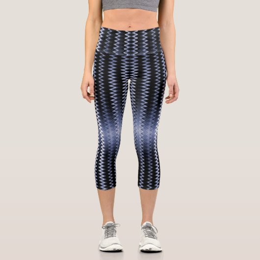 Blauer Muster Akzent Pillow Capri Leggings (Vorderseite)
