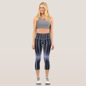 Blauer Muster Akzent Pillow Capri Leggings (Vorderseite)