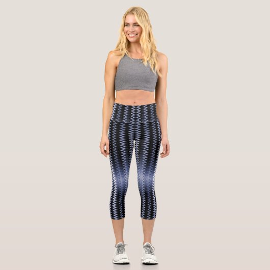 Blauer Muster Akzent Pillow Capri Leggings (Vorderseite)