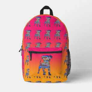 Blauer Muster Hund Kinder Pink Gelb Bedruckter Rucksack
