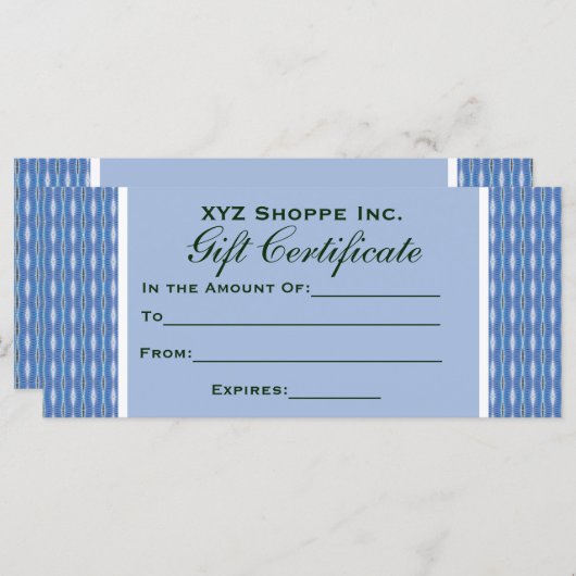 Blauer Mustergutschein (Vorne/Hinten)