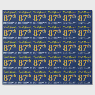 Blauer, nachgemachter Goldblick "87. GEBURTSTAG " Geschenkpapier