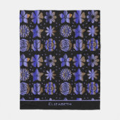 Blauer nahtloser Blütenmuster personalisierter Nam Fleecedecke (Vorderseite)