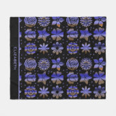 Blauer nahtloser Blütenmuster personalisierter Nam Fleecedecke (Vorderseite (Horizontal))