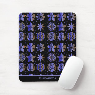 Blauer nahtloser Blütenmuster personalisierter Nam Mousepad