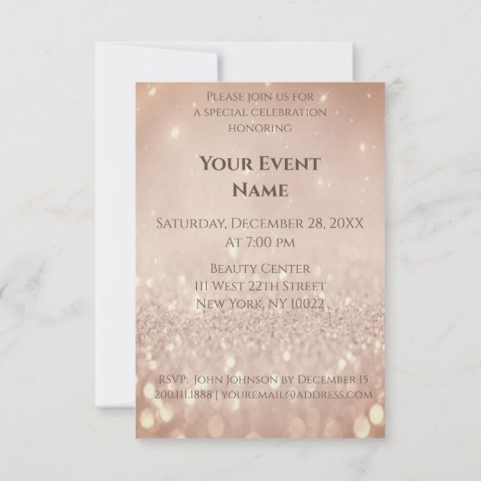 Blauer Name bedeutet Glitzer Rose Süß 16. Einladung (Rückseite)