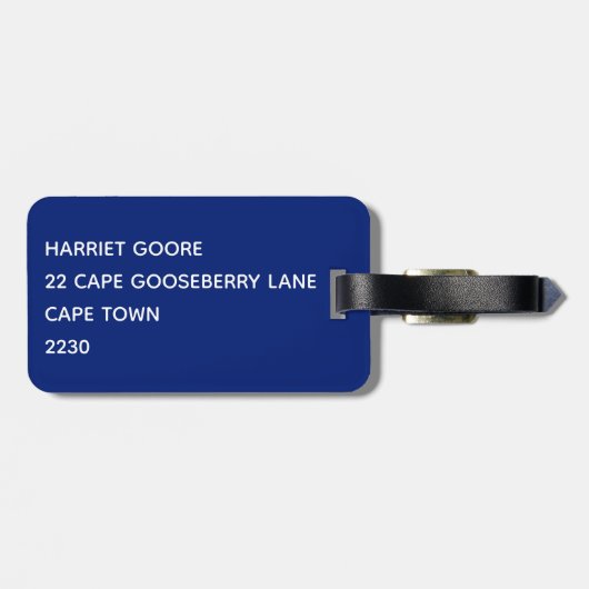 Blauer Name der Libelle Gepäckanhänger (Rückseite horizontal)