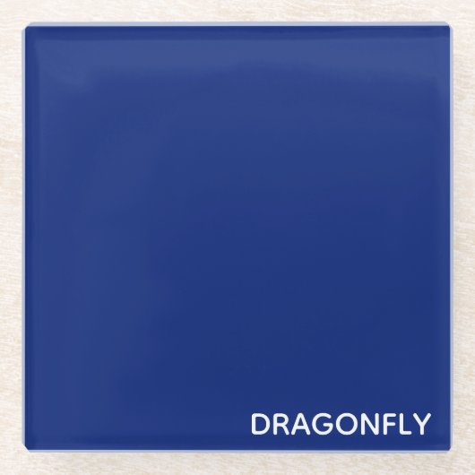 Blauer Name der Libelle Glasuntersetzer (Vorderseite)