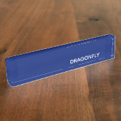 Blauer Name der Libelle Namensplakette (Seite)