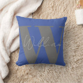 Blauer Name der Throw Pillow Monogram, stylisches Kissen (Decke)