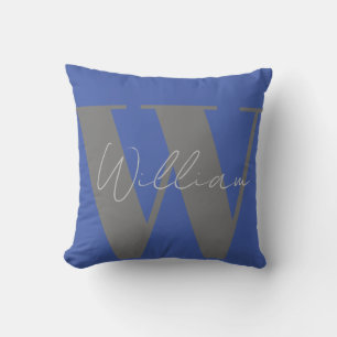 Blauer Name der Throw Pillow Monogram, stylisches  Kissen