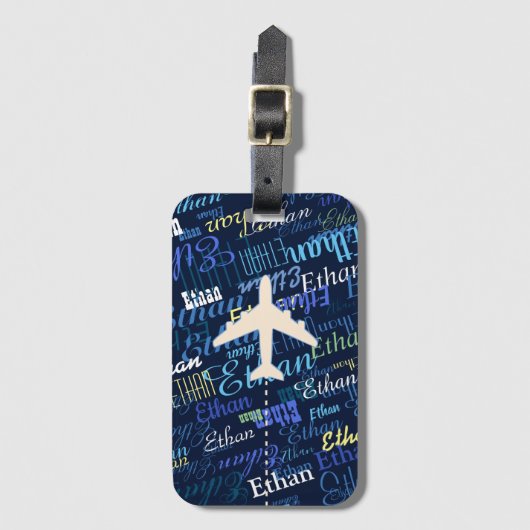 Blauer Name des Flugzeugs cool Gepäckanhänger (Vorderseite Vertikal)