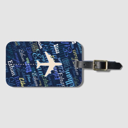 Blauer Name des Flugzeugs cool Gepäckanhänger (Vorderseite (Horizontal))