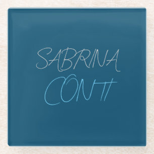 Blauer Name Modern Minimalistisch Schlicht Glasuntersetzer