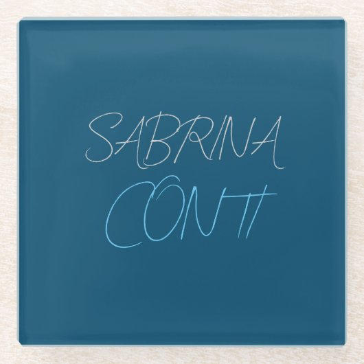 Blauer Name Modern Minimalistisch Schlicht Glasuntersetzer (Vorderseite)