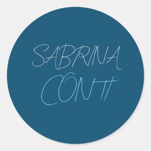 Blauer Name Modern Minimalistisch Schlicht Runder Aufkleber (Vorderseite)