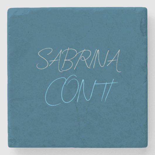 Blauer Name Modern Minimalistisch Schlicht Steinuntersetzer (Vorderseite)