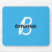 Blauer Name | Modernes Trendy Stilvolles Anfangsmo Mousepad (Vorne)