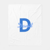 Blauer Name & Monogramm Fleecedecke (Vorderseite)