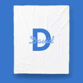 Blauer Name & Monogramm Fleecedecke