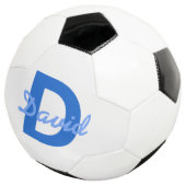 Blauer Name & Monogramm Fußball (Dreiviertel)