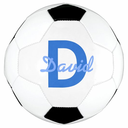 Blauer Name & Monogramm Fußball (Vorderseite)