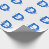 Blauer Name & Monogramm Geschenkpapier (Ecke)