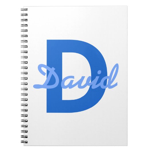 Blauer Name & Monogramm Notizblock (Vorderseite)