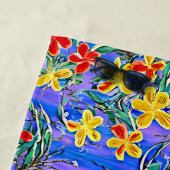 Blauer Name, Rote und Gelbe Blumen hinzufügen Strandtuch (Beispiel)