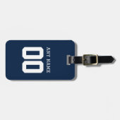 Blauer Name-u. Team-Zahl-Fußball Jersey Gepäckanhänger (Vorderseite horizontal)