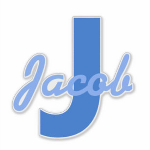 Blauer Name und Monogramm Aufkleber