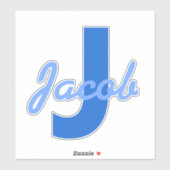 Blauer Name und Monogramm Aufkleber (Blatt)