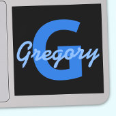 Blauer Name und Monogramm Aufkleber