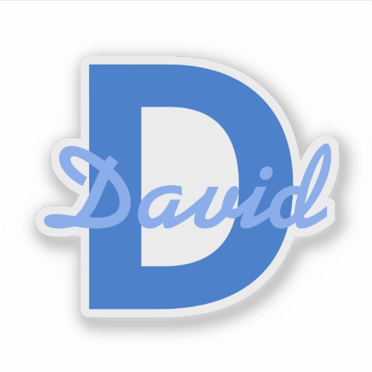 Blauer Name und Monogramm Aufkleber (Vorderseite)