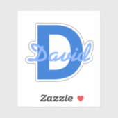 Blauer Name und Monogramm Aufkleber (Blatt)