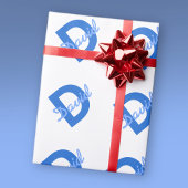 Blauer Name und Monogramm Geschenkpapier