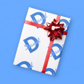 Blauer Name und Monogramm Geschenkpapier