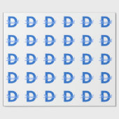 Blauer Name und Monogramm Geschenkpapier (Flach)